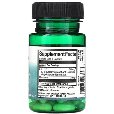 5 НТР + Мелатонін Swanson 5-Htp + Melatonin, 30 вегетаріанських капсул: ціни та характеристики