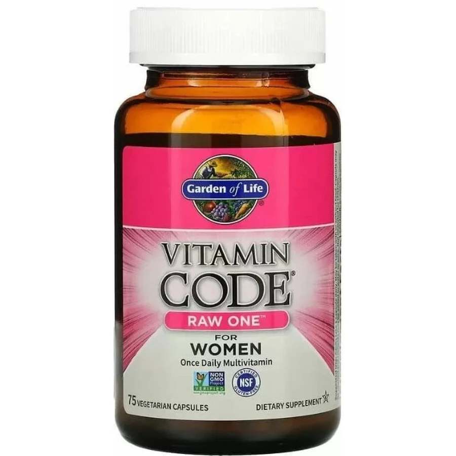 Сырые Витамины для женщин Garden of Life Raw Multi-Vitamin Vitamin Code, 1 в день, 75 капсул: цены и характеристики