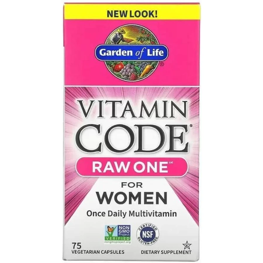 Сырые Витамины для женщин Garden of Life Raw Multi-Vitamin Vitamin Code, 1 в день, 75 капсул: цены и характеристики