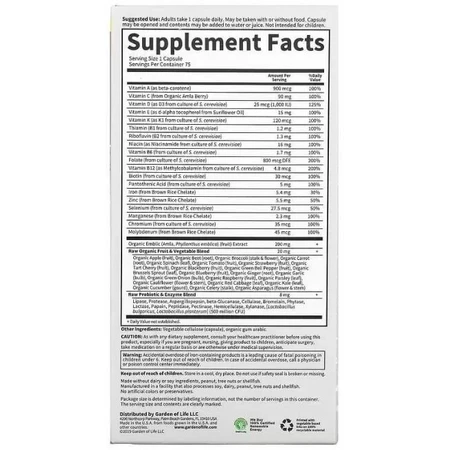 Сырые Витамины для женщин Garden of Life Raw Multi-Vitamin Vitamin Code, 1 в день, 75 капсул: цены и характеристики