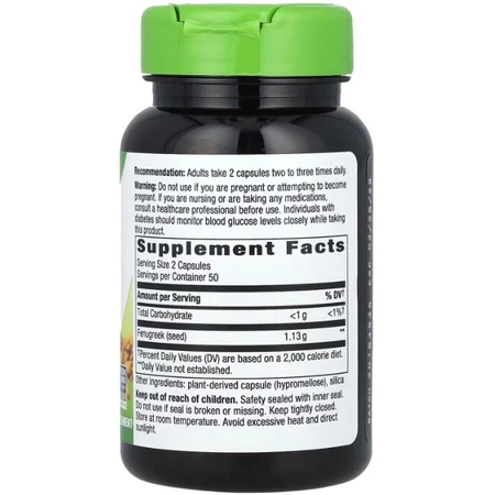 Пажитник Nature's Way Fenugreek 1130 мг, семена, 100 веганских капсул (565 мг на капсулу): цены и характеристики