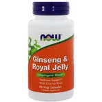 Женьшень + маточне молочко Now Foods Ginseng & Royal Jelly, 90 вегетаріанських капсул: ціни та характеристики