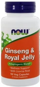 Женьшень + маточное молочко Now Foods Ginseng &amp; Royal Jelly,  90 вегетарианских капсул