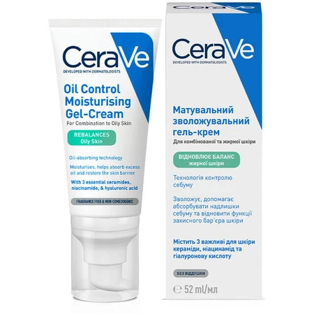 Матирующий увлажняющий крем CeraVe для комбинированной и жирной кожи лица, 52 мл: цены и характеристики