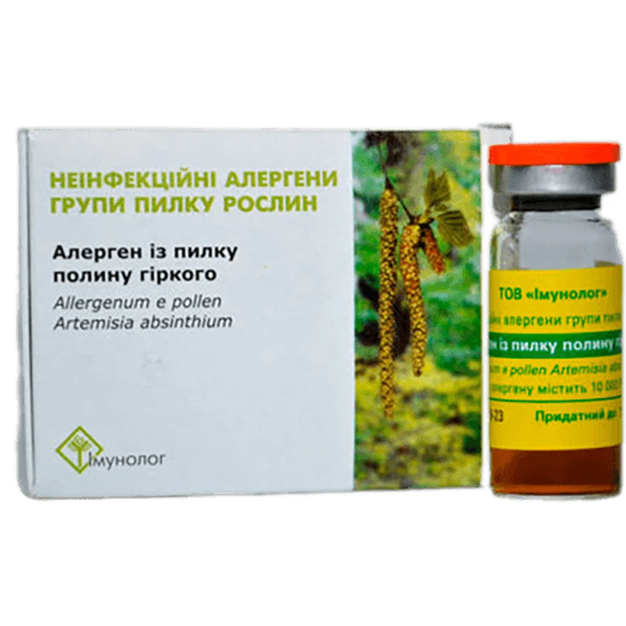 Неинфекционные аллергены группы пыльцы растений Иммунолог Аллерген из пыльцы полыни горькой 10 000 PNU, 5 мл: цены и характеристики