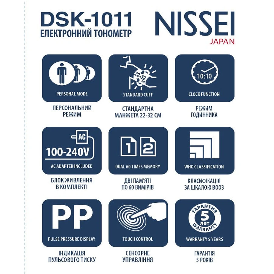 Тонометр Nissei DSK-1011 автоматичний: ціни та характеристики