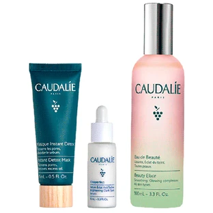 Набір Caudalie Beauty Elixir Set еліксир-вода для обличчя 100 мл + сироватка для обличчя 10 мл + маска-детокс 15 мл