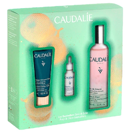 Набір Caudalie Beauty Elixir Set еліксир-вода для обличчя 100 мл + сироватка для обличчя 10 мл + маска-детокс 15 мл: ціни та характеристики