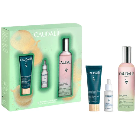 Набір Caudalie Beauty Elixir Set еліксир-вода для обличчя 100 мл + сироватка для обличчя 10 мл + маска-детокс 15 мл: ціни та характеристики
