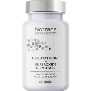 Антиоксидантний комплекс Biotrade для омолодження і проти пігментації  з L-глутатіон та супероксиддисмутаза таблетки, 60 шт.