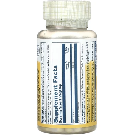 Альфа-липоевая кислота Solaray Alpha Lipoic Acid 250 мг капсулы флакон 60 шт.: цены и характеристики