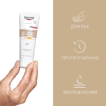 Крем для рук Eucerin Hyaluron-Filler+Elasticity проти вікових та пігментних плям з SPF 30, 75 мл: ціни та характеристики
