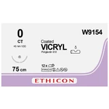 Шовный материал Vicryl W9154 размер USP 0, режущая игла 40 мм, 1/2 круга, длина 75 см