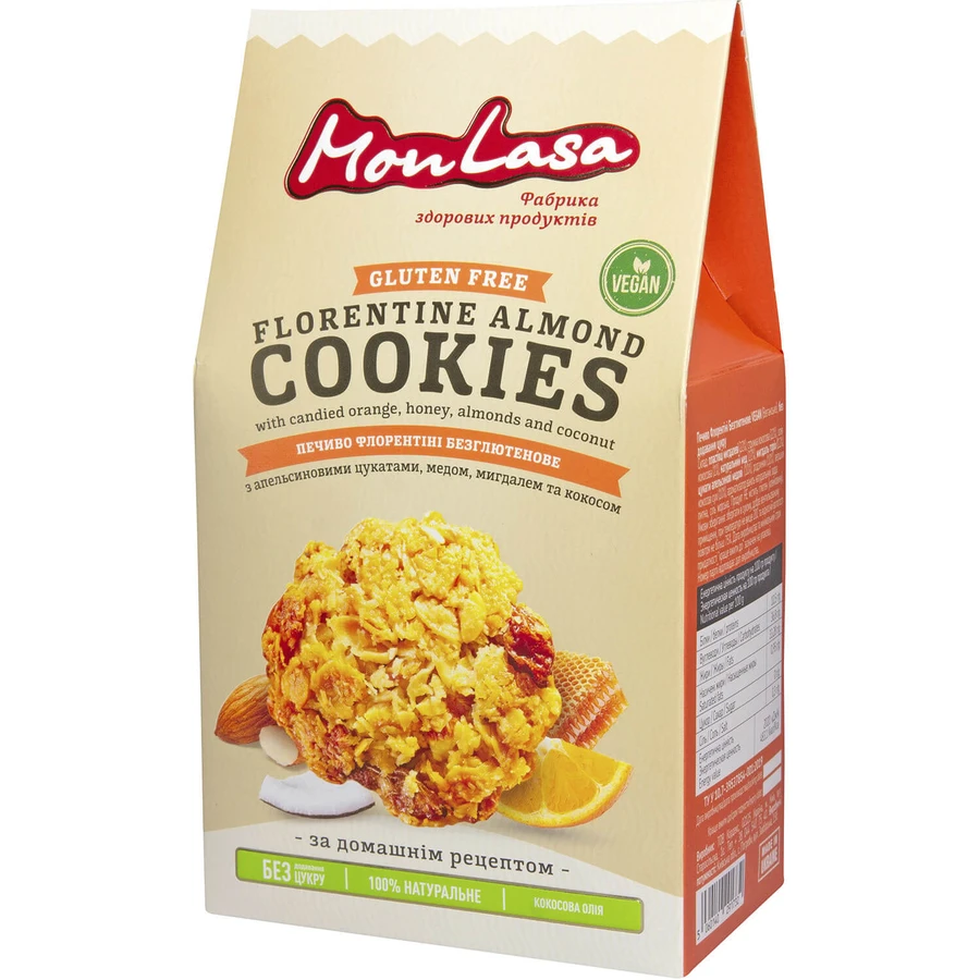 Печенье MonLasa Флорентине безглютеновое Vegan Friendly 120 г: цены и характеристики