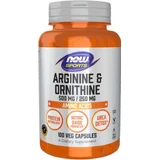Аргинин и Орнитин Arginine & Ornithine Now Foods Sports 500 мг/250 мг, 100 вегетарианских капсул