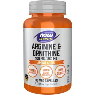 Аргинин и Орнитин Arginine & Ornithine Now Foods Sports 500 мг/250 мг, 100 вегетарианских капсул