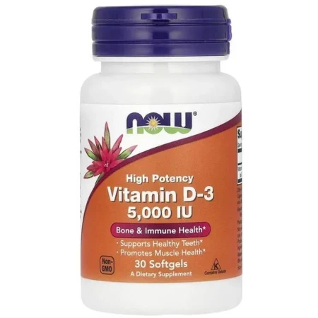 Витамин D-3 NOW Foods Vitamin D-3 5000 МЕ, высокоэффективный, 30 гелевых капсул: цены и характеристики