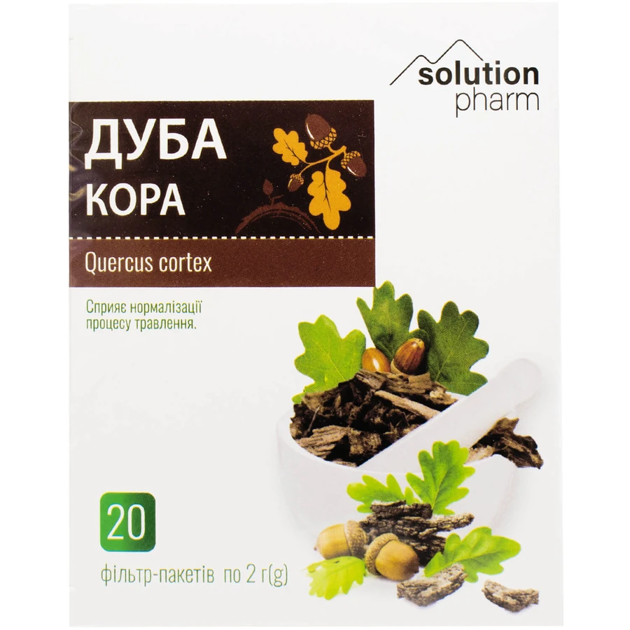 Дуба кора Solution Pharm в фильтр-пакетах по 2 г 20 шт.: цены и характеристики