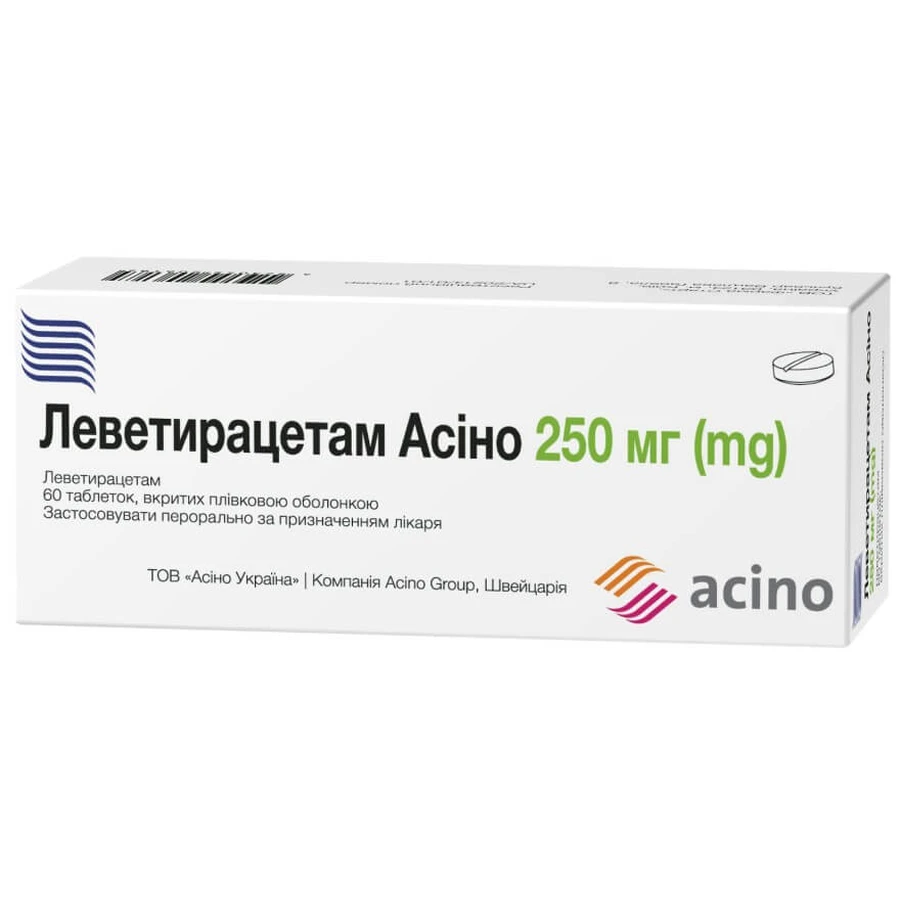 Леветирацетам Асино 250 мг таблетки покрыты пленочной оболочкой, 60 шт.: цены и характеристики
