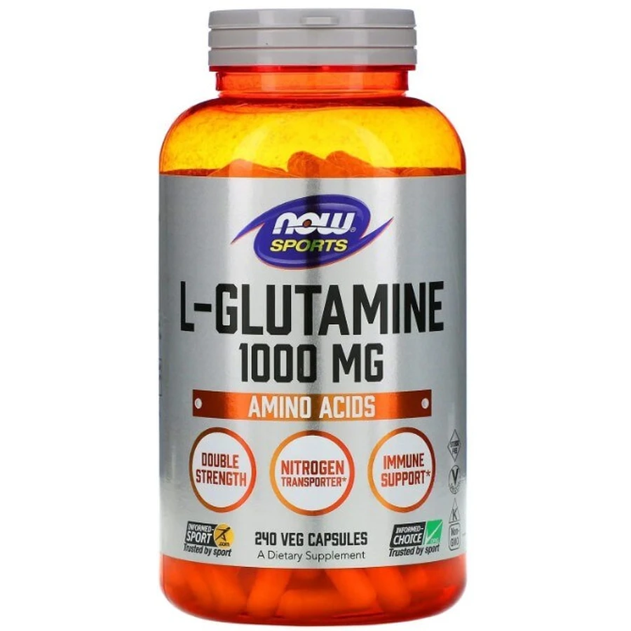 L-глютамин Now Foods Sports L-Glutamine 1000 мг двойной силы, 240 вегетарианских капсул: цены и характеристики