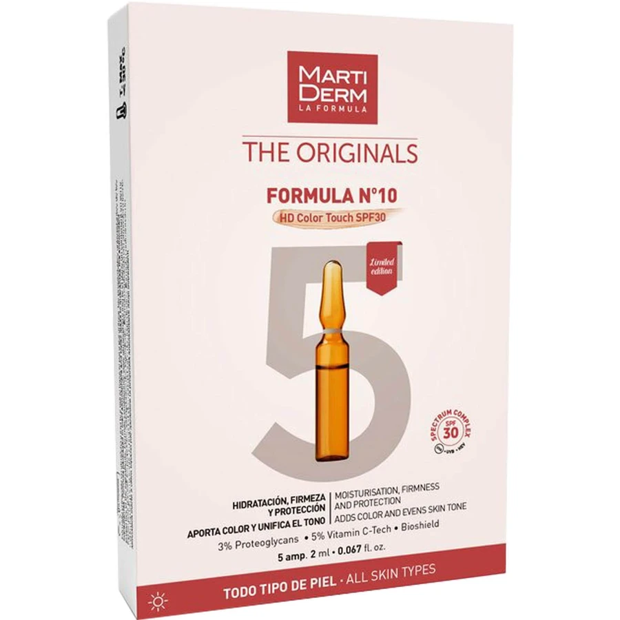 Ампули для обличчя MartiDerm The Originals Formula №10 HD Color Touch SPF30 антивікові, 5 ампул по 2 мл: ціни та характеристики