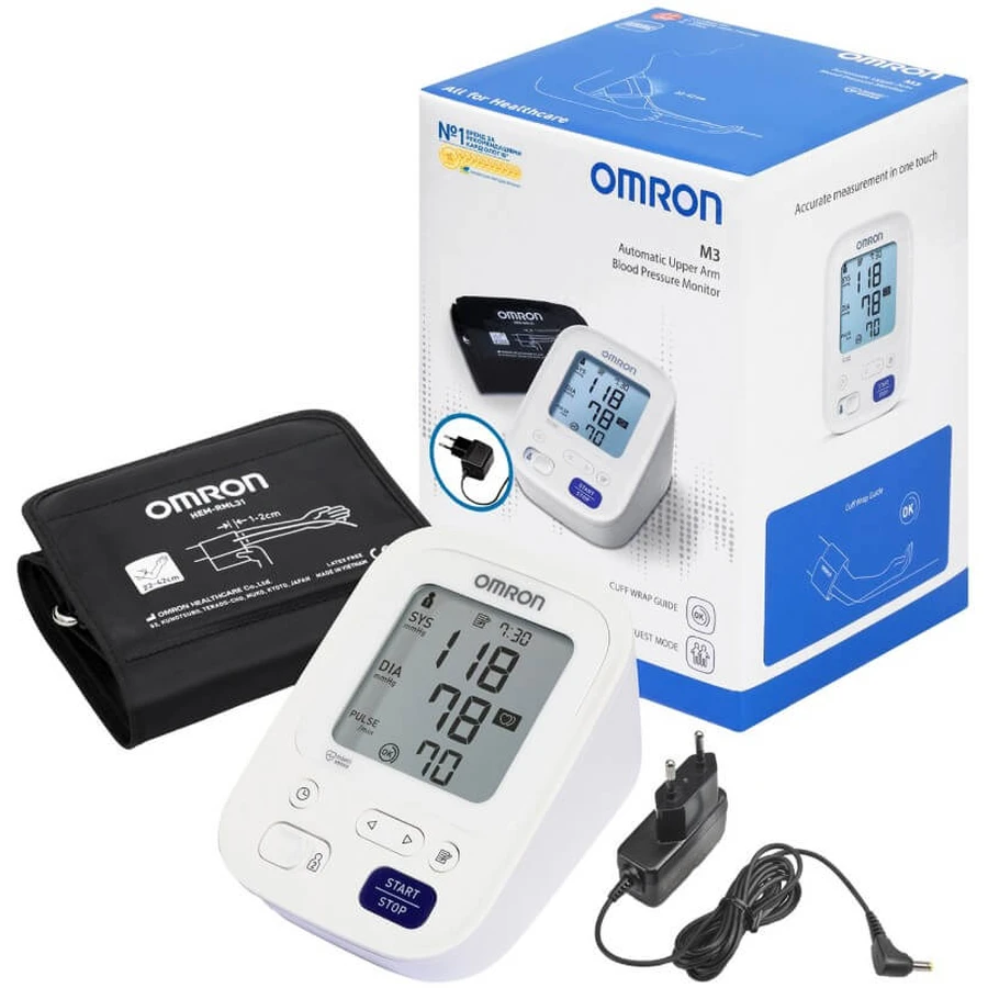 Тонометр Omron M3 HEM-7154-E автоматический + адаптер переменного тока HHP-CM01 в комплекте: цены и характеристики