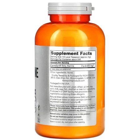 Бета-Аланин Now Foods Sports Beta-Alanine порошок флакон, 500 г: цены и характеристики