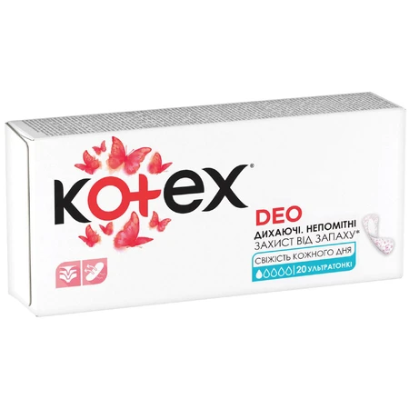 Прокладки щоденні жіночі Kotex Ultraslim Deo ультратонкі покращенні 20 шт: ціни та характеристики