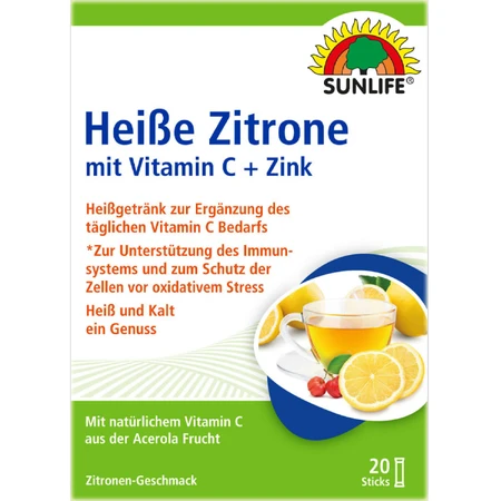 Напій гарячий з вітаміном С та цинком Sunlife Heibe Zitrone Vitamin C + Zink Sticks стік 4 г №20: ціни та характеристики
