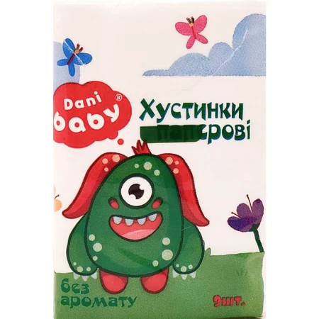 Платочки бумажные Dani Baby неароматизированные зеленые 9 шт.: цены и характеристики