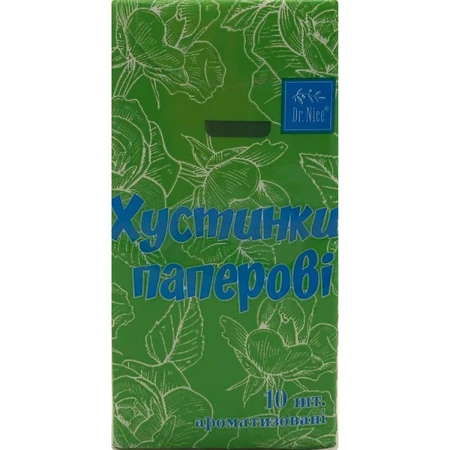 Хусточки паперові Dr. Nice з ароматом алое 10 шт: ціни та характеристики