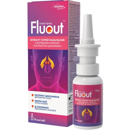 Флюаут Solution Pharm спрей для носа з колоїдним сріблом і екстрактом цикламену флакон, 15 мл : ціни та характеристики