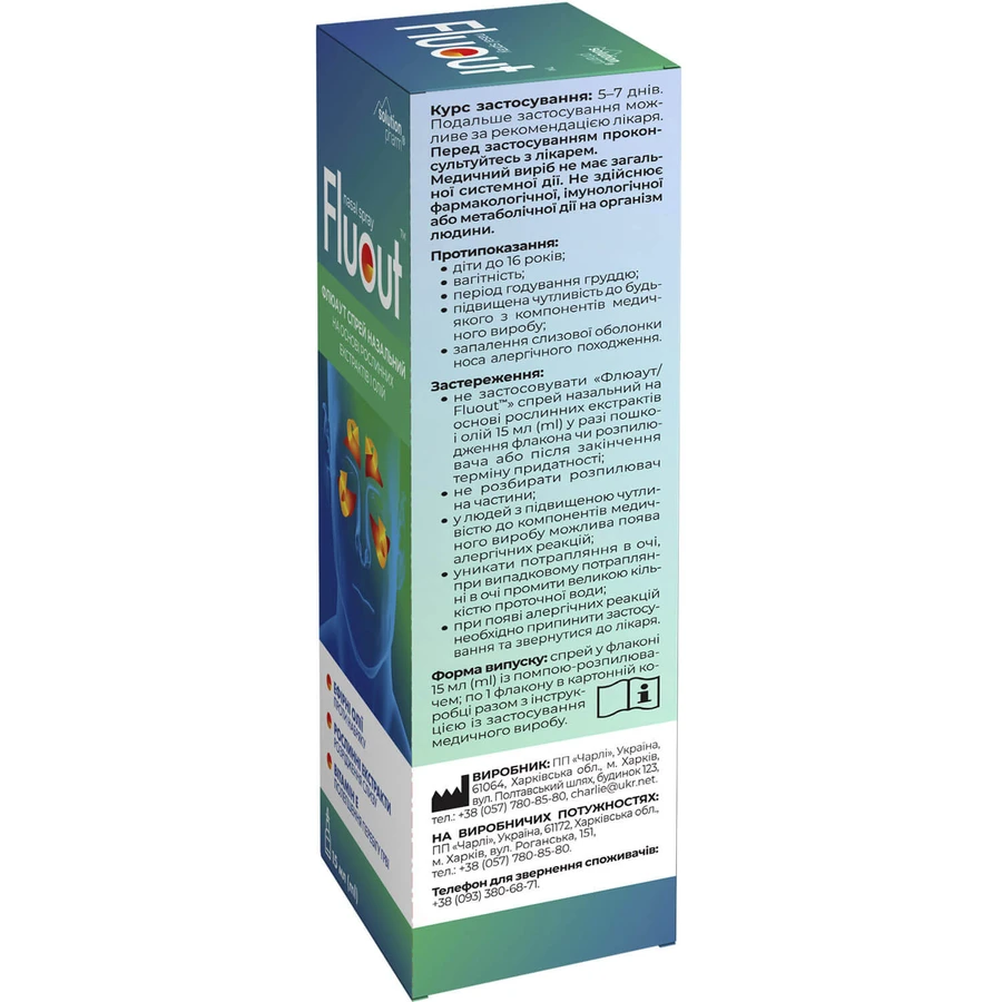 Флюаут Solution pharm спрей для носа на основе растительных экстрактов и масел флакон, 15 мл : цены и характеристики