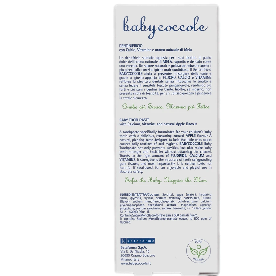 Детская зубная паста Babycoccole Яблоко(с первого года) с витаминами и кальцием, 75 мл: цены и характеристики