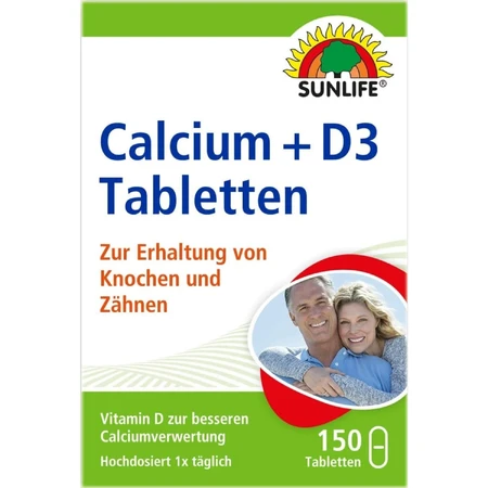 Вітаміни Sunlife (Санлайф) Calcium 400 mg + D3 5 µg Tabletten Кальцій + вітамін Д3 таблетки 150 шт: ціни та характеристики