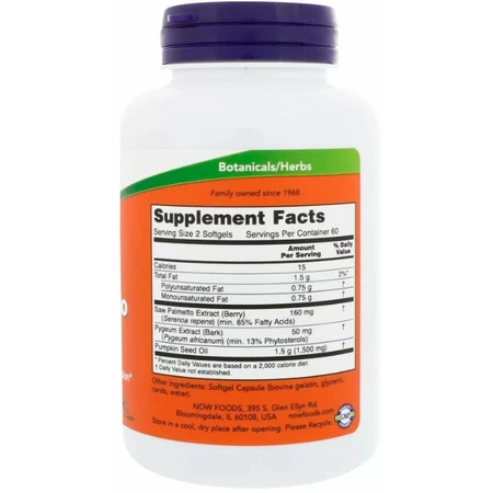 Со Пальметто и Пиджеум Now Foods Pygeum & Saw Palmetto мужское здоровье, 120 капсул: цены и характеристики