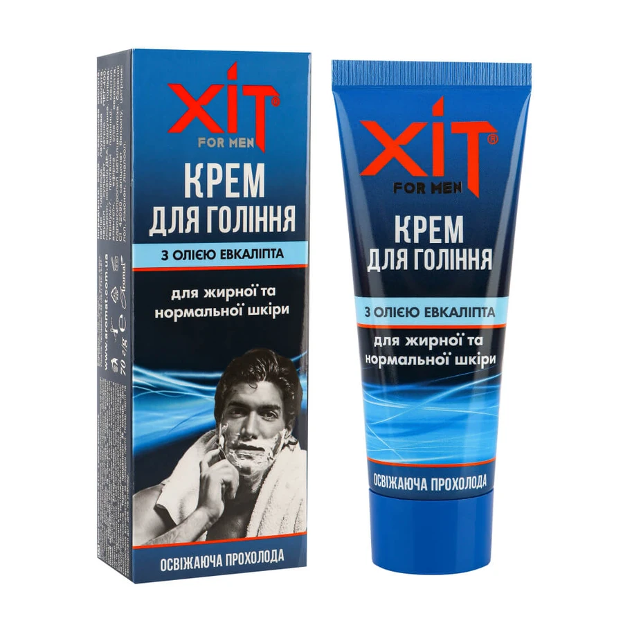Крем для гоління з олією евкаліпта ХІТ for men для нормальної та жирної шкіри, 70 г: ціни та характеристики