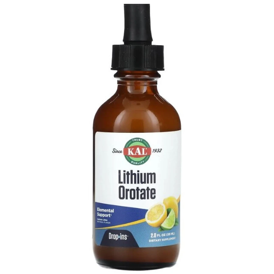 Литий оротат KAL Lithium Orotate капли со вкусом лимона и лайма, 59 мл: цены и характеристики
