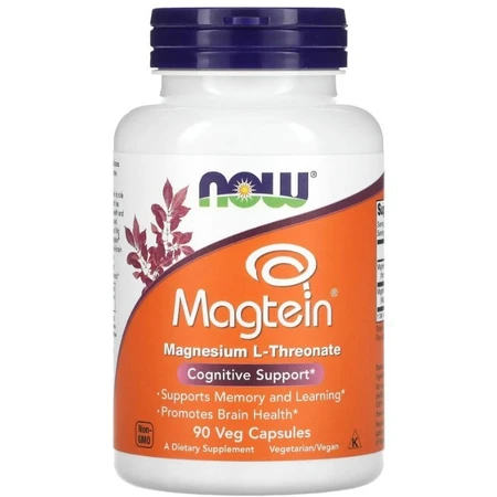 Магній L-треонат Now Foods Magtein, когнітивна підтримка, 90 вегетаріанських капсул: ціни та характеристики