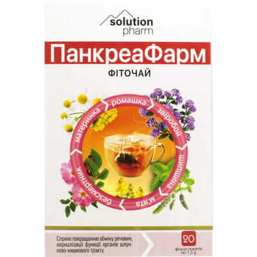 ПанкреаФарм Solution Pharm фіточай по 1,5 г №20 у філ.-пак.: ціни та характеристики