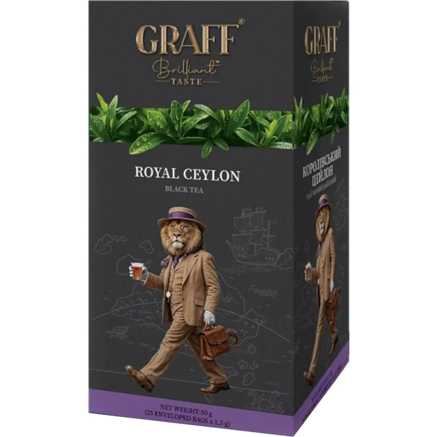 Чай чорний Graff Ceylon pride Гордість Цейлону байховий в фільтр-пакетах по 2 г 20 шт: ціни та характеристики