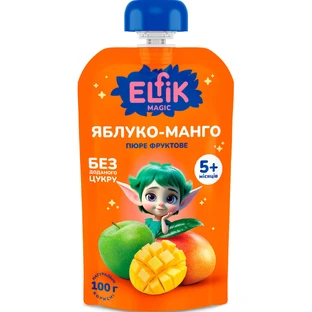 Пюре фруктовое детское Elfik Magic яблоко, манго Doy-Pack 100 г