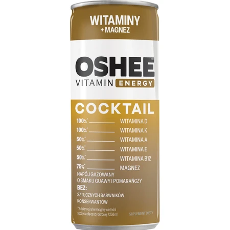 Вода вітамінна Oshee Vitamin Coctail Guava Orange Вітамінний коктейль напій газований зі смаком гуава та апельсин 250 мл: ціни та характеристики