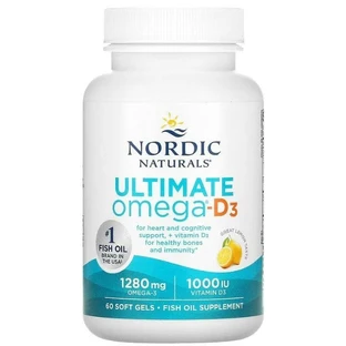 Риб'ячий жир Омега Д3 Nordic Naturals Ultimate Omega-D3 1000 мг, лимон, 60 капсул