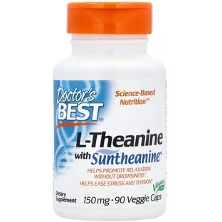 L-теанін, 150 мг, L-Theanine with Suntheanine, Doctor's Best, 90 вегетаріанських капсул