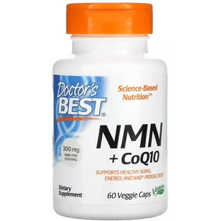 NMN 150 мг и коэнзим Q10 50 мг, NMN CoQ10, Doctor's Best, 60 вегетарианских капсул