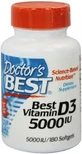 Вітамін D3, 5000 МО, Vitamin D3, Doctor's Best, 180 вегетаріанських капсул