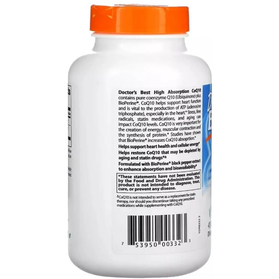 Коэнзим Q10 высокой абсорбации с Биоперином, 400 мг, High Absorption CoQ10 with BioPerine, Doctor's Best, 180 вегетарианских капсул: цены и характеристики