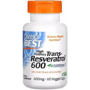 Ресвератрол, 600 мг, High Potency Trans-Resveratrol 600, Doctor's Best, 60 вегетаріанських капсул