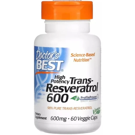 Ресвератрол, 600 мг, High Potency Trans-Resveratrol 600, Doctor's Best, 60 вегетаріанських капсул: ціни та характеристики